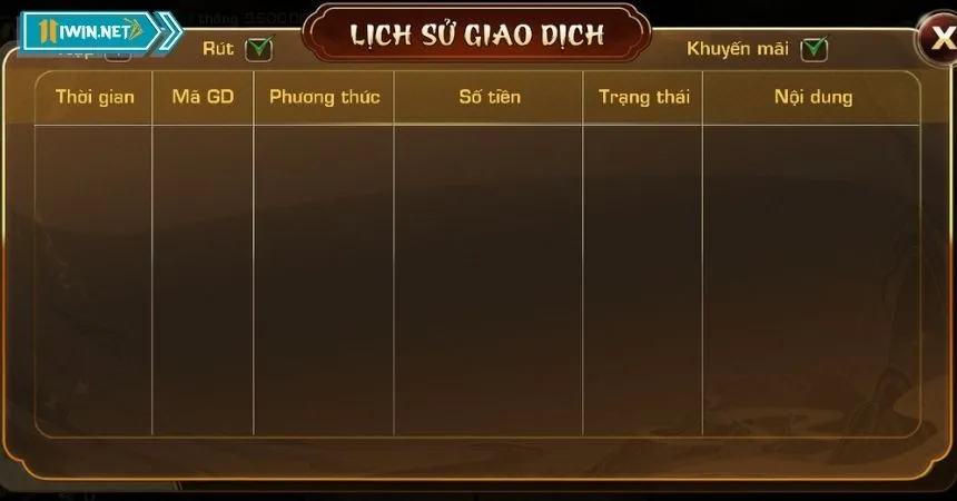 Người chơi kiểm tra lịch sử giao dịch nếu không rút tiền thành công về ví